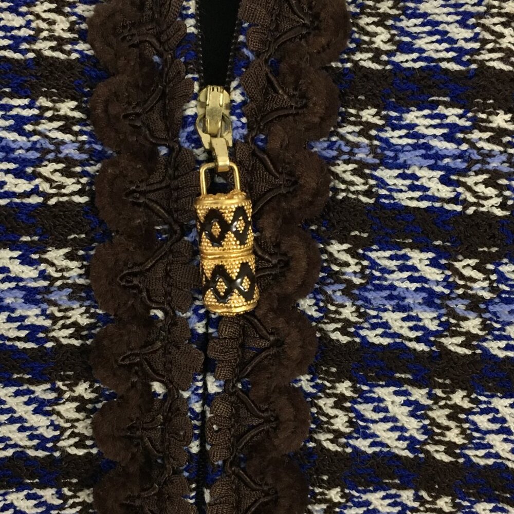 BEAUTIFUL St John collection knit blue brown multi jacket skirt suit size 8 - Picture 7 of 10